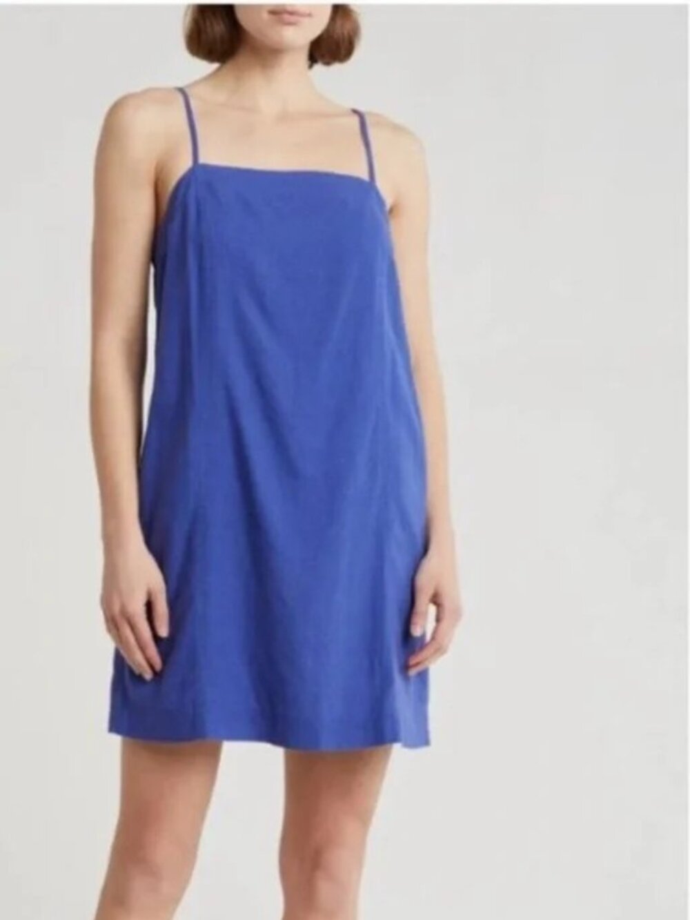 Madewell Goldie Mini Dress in Bluestone 100% Linen 4 NWT